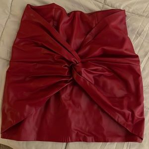 Zara red leather skirt